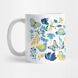 Birds Flowers Illustration Mug